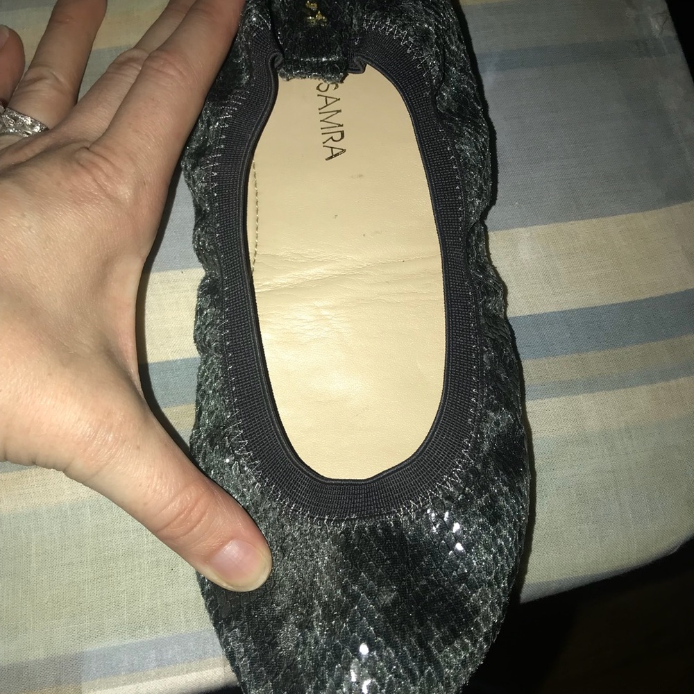 Yosi Samra Diamond Snake Leather Flats